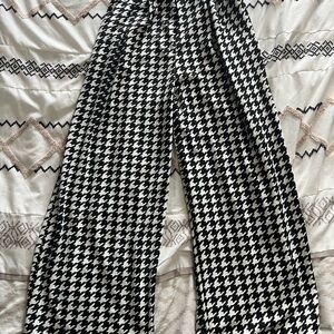 Elastic waist wide leg Houndstooth Pants